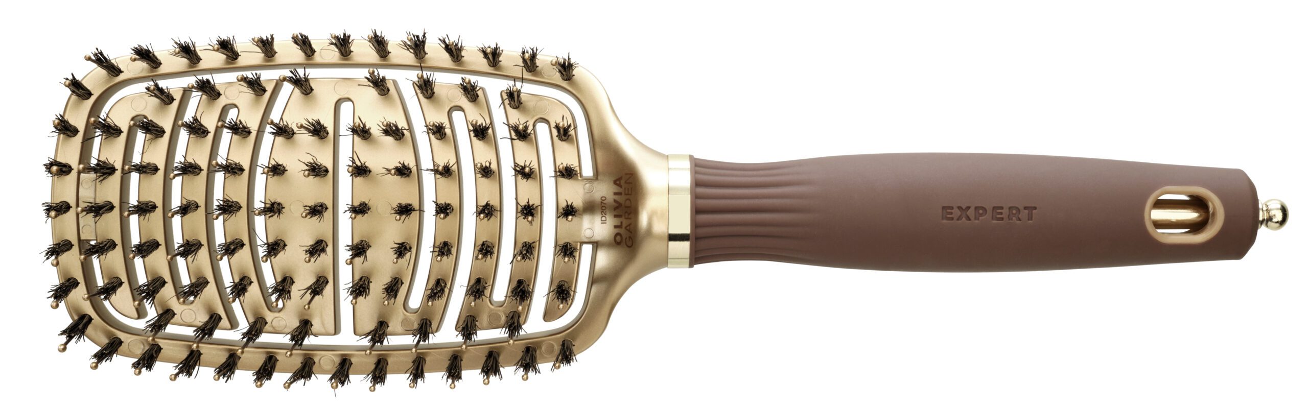 Щетка 9 рядов EXPERT STYLE CONTROL Nylon Bristles Gold&Brown Коричневая (08216)